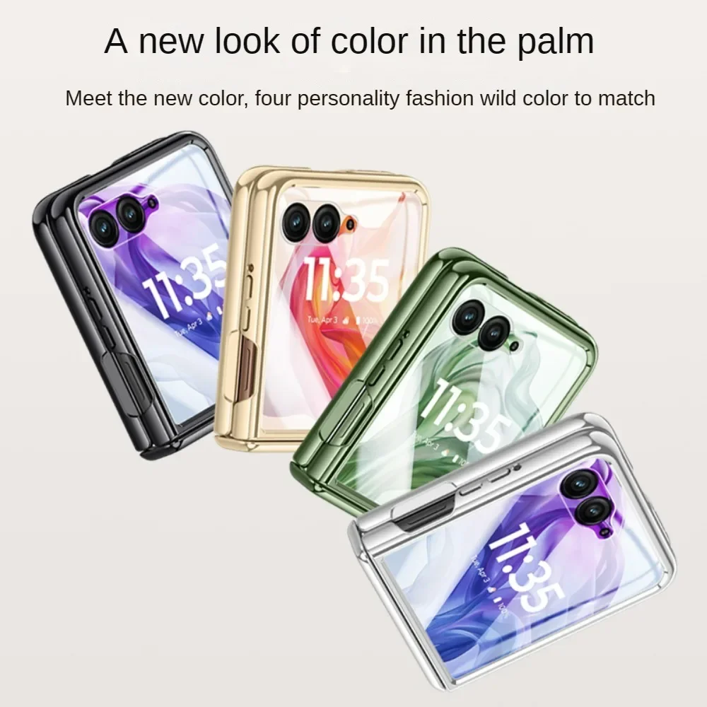 Ultra-Thin Electroplated Transparent Shockproof Case with Mirror Film and Folding Hinge Cover