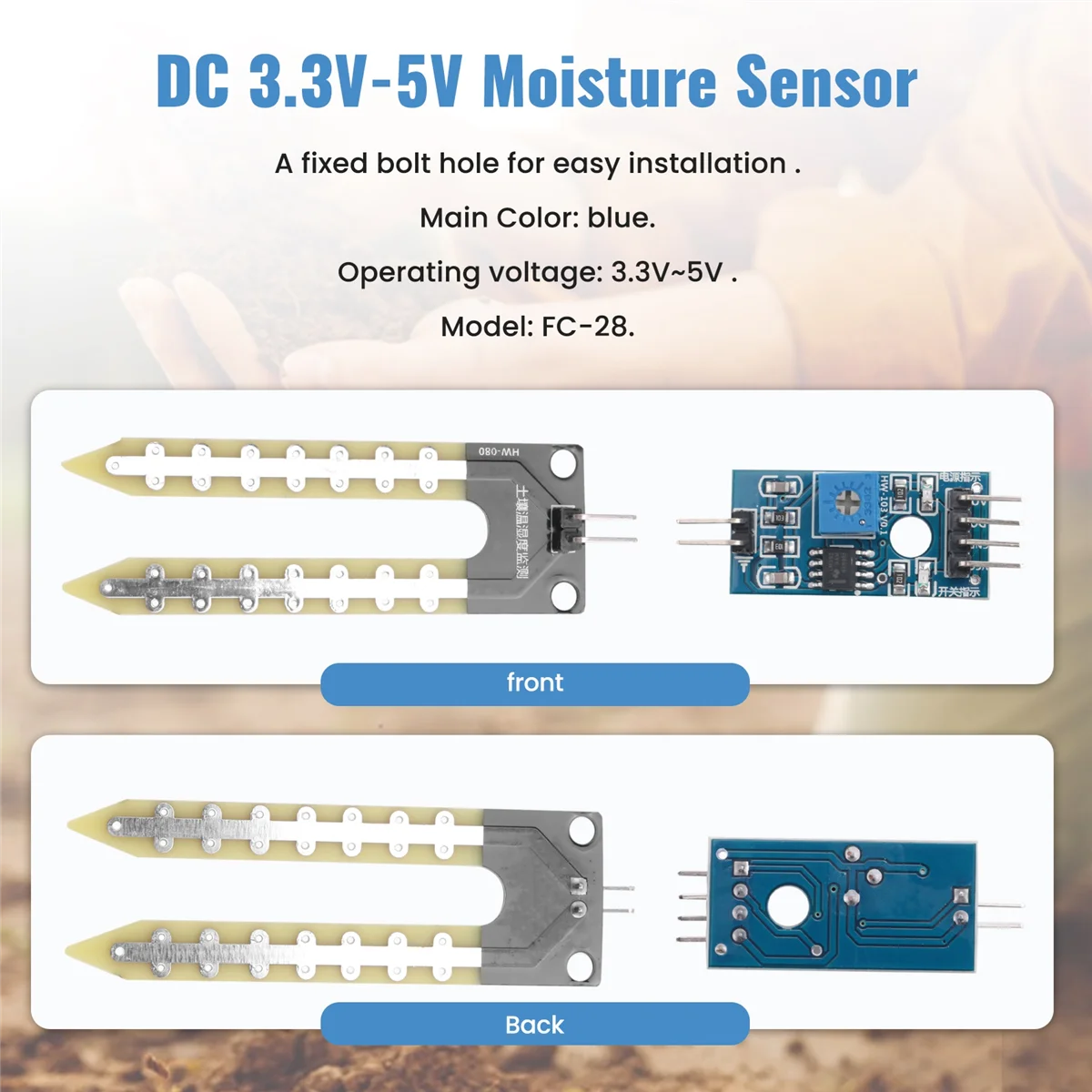 Soil Hygrometer Detection Module Moisture Sensor FC-28 DC 3.3V-5V