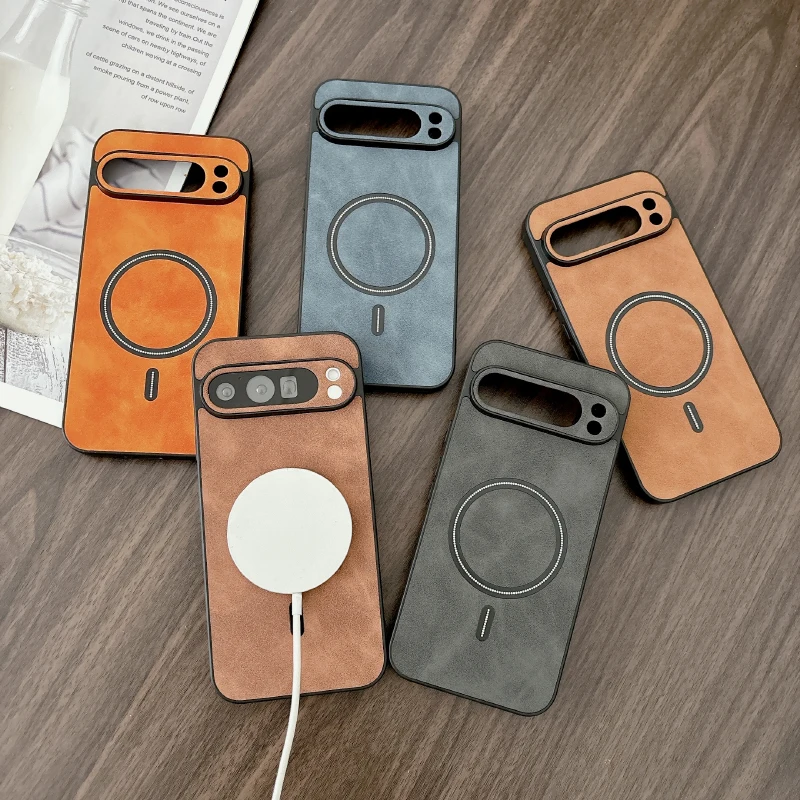 Luxury PU Leather Magnetic Wireless Charging Phone Case Back Cover