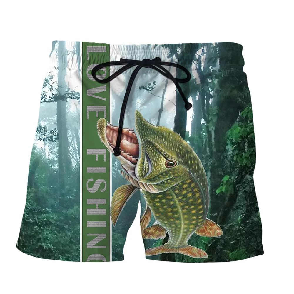 SONSPEE Summer Carp Fishing 3D Printed Beach Shorts Men Women's Harajuku Pants  Casual Elastic Waist Cool Jungle Animal Shorts