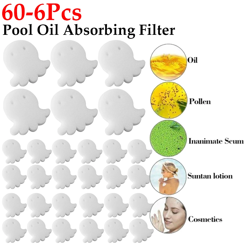 Swimming Pool Cleaning Kit Pool Cleaning Tool 60-6Pcs Swimming Pool Octopus Oil Absorbing Filter Sponge SPA Floating Cleaning Tools Swimming Pool Spa Pond Tub Accessories