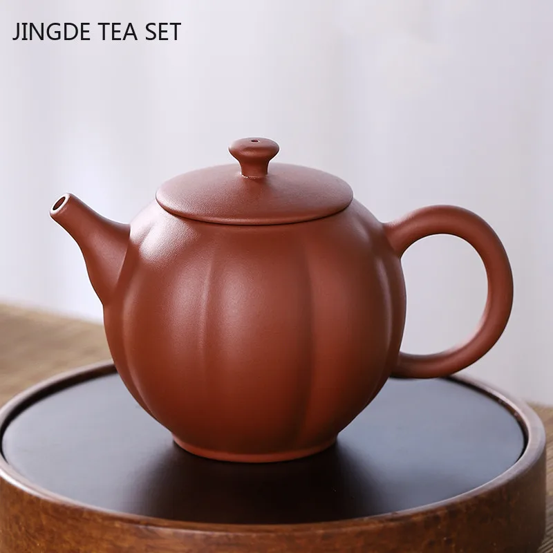 

Tradition Raw Ore Zhu Mud Filter Teapot Chinese Yixing Purple Clay Tea Pot Handmade Pumpkin Beauty Kettle Tea Set Gifts 200ml