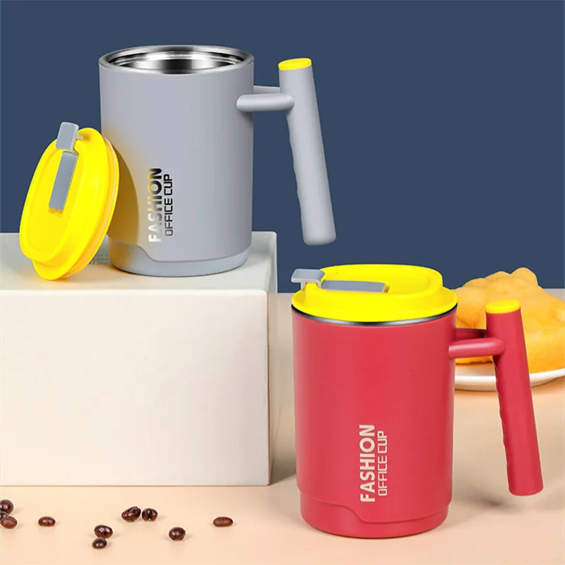 Stainless Steel Thermos Mug with Handle, Leak-proof Travel Mug, Insulated  Cups, Double-layer Milk Cup for Home Office, 450ml - AliExpress
