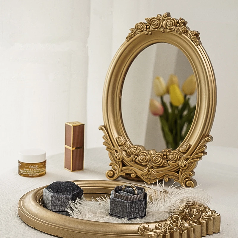 European Style Mirror Rustic French Palace Style Carving Frame Table