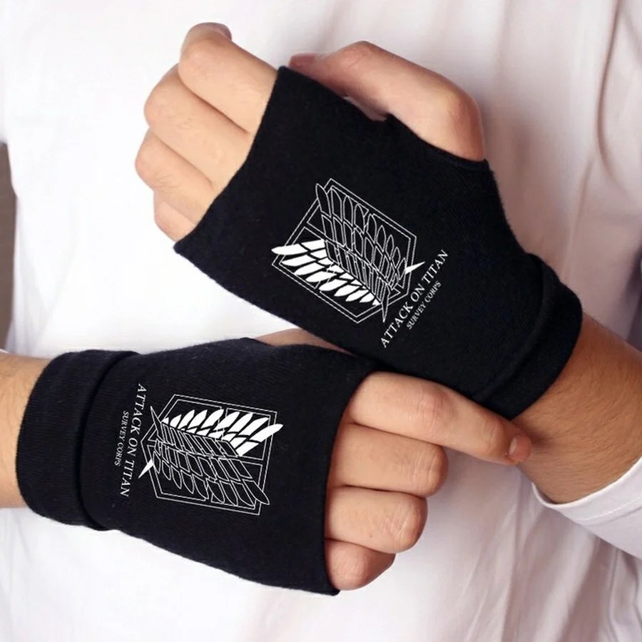 Cosplay Gloves Anime Attack on Titan Cotton Half Finger
