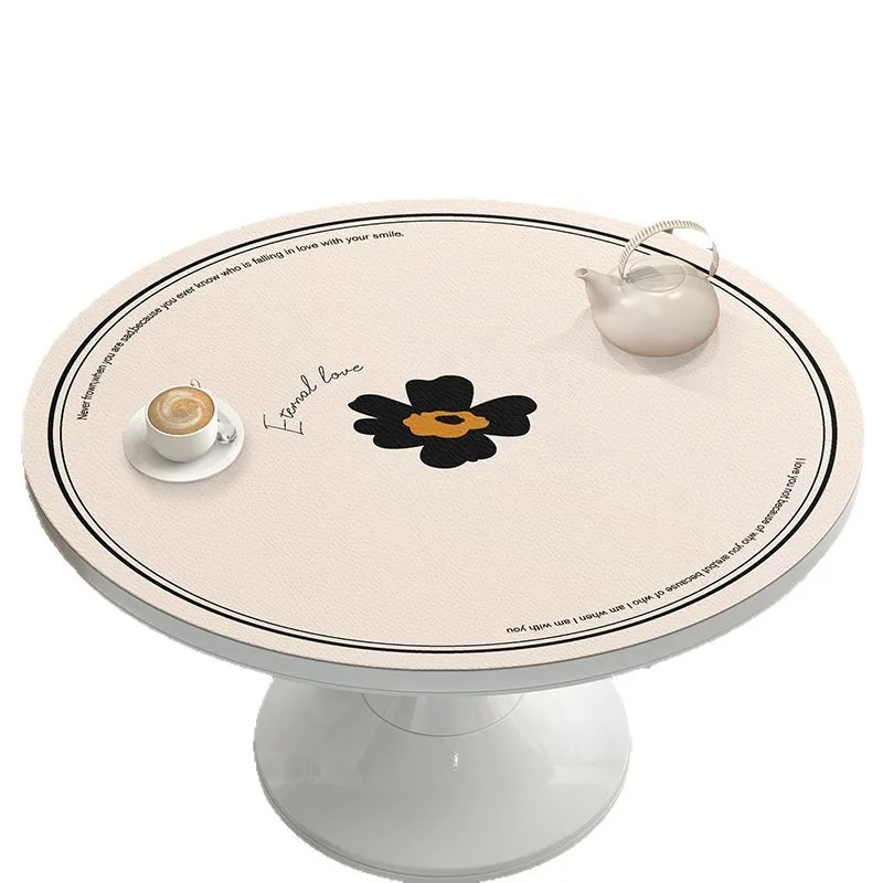 Nappe ronde en cuir imperméable et résistante à l'huile, Anti-brûlure, insonorisée, tapis de Table à manger pour la maison, bureau