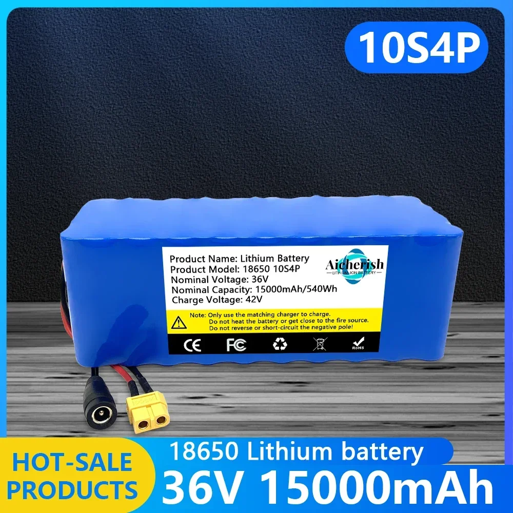 

New 18650 10S4P 36V 15000mAh Rechargeable Lithium Battery Pack,for 36V High-Power Electric Bicycle Scooter Li-ion Battery