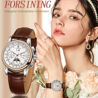 2024FORSINING Women Automatic Mechanical Fashion Luxury Wrist Watches Ladies Diamond Moon Phase Multifunctional Relogio Feminino 1