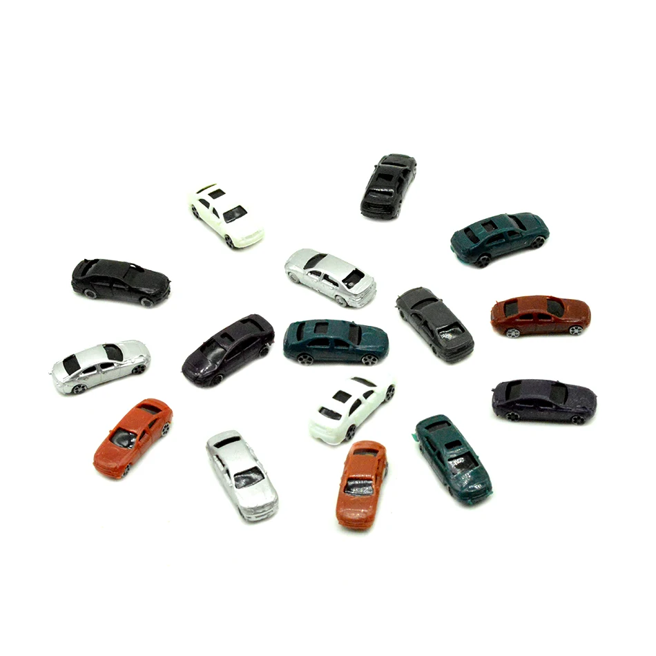 1:300 Scale Miniature Cars Model Toys Painted ABS Plastic Vehicle For Railway Train Street Architecture Building Layout Gifts