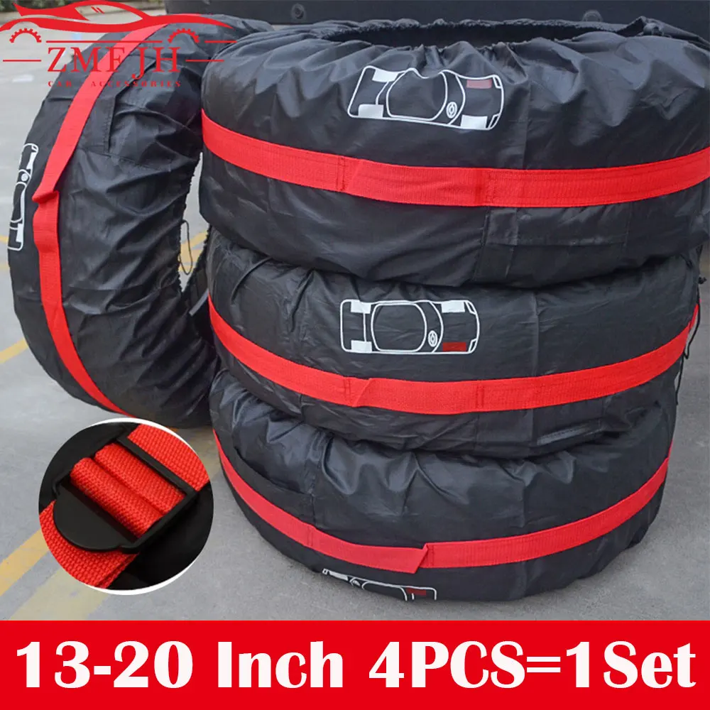 1pc、4pcs Car Spare Tire Cover Case Polyester Auto Wheel Tire Storage