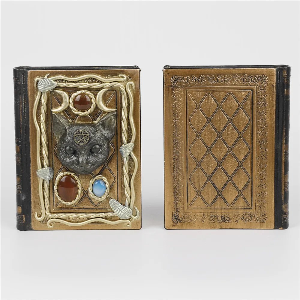 1PC Notebook Divination Diary Books With Natural Stones Witch Magic Energy Notbooks Tiger Eye Stones