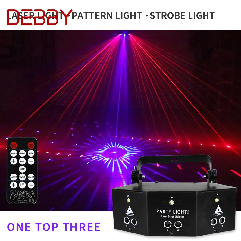 TEMAR Laser Lamp  Flashlight Sound Control Stage  DJ Light with Remote Control 9 Holes For KTV Christmas Projection Light