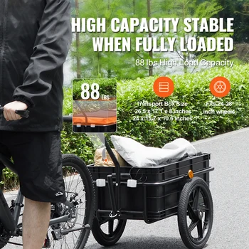 SucceBuy 88Lbs Bike Cargo Trailer with Foldable Storage Cart