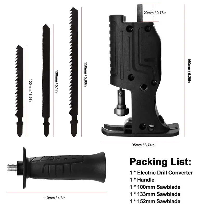 

Electric Drill Modified To Electric Saws Electric Reciprocating Saws Drill to Jig Saw with 2/3 Sawblade Woodworking Cutting Tool