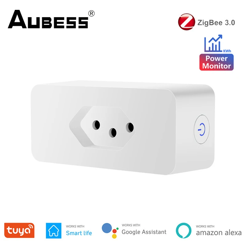 

Tuya ZigBee BR Smart Plug Socket 16A With Power Monitor Smart Life App Remote Control Timer Outlet Works With Alexa Google Home