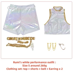 White Anime Festival Performance Outfit - Adult Cosplay Top, Shorts & Belt Set - S (Suit)