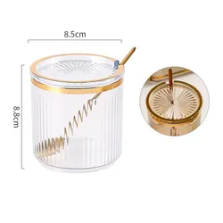 Exquisite Household Kitchen Seasoning Storage Jar with Spoon (Transparent)
