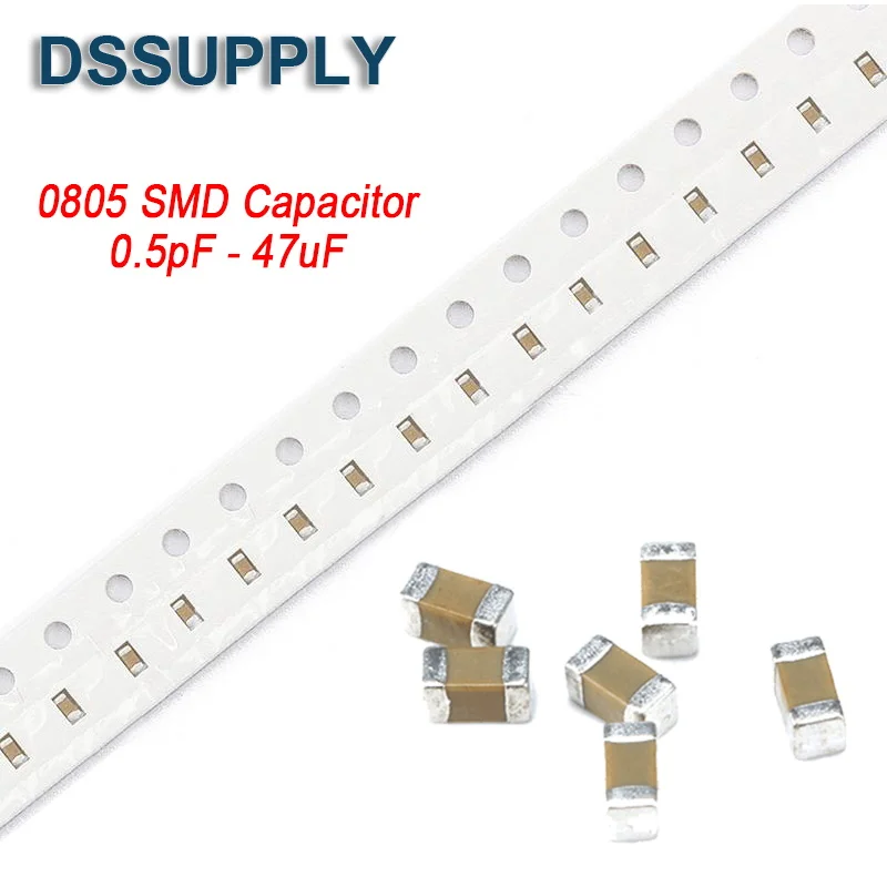 100PCS-0805-SMD-Capacitor-Chip-0-5pF-47uF-10pF-22pF-100pF-1nF-10nF ...