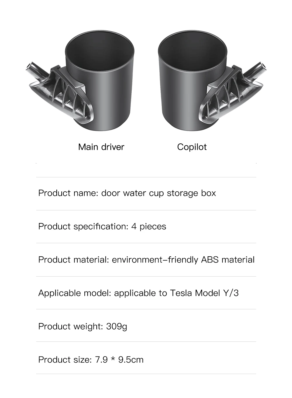 For Tesla Model 3 Y Juniper Highland 2025 Water Cup Holder Door Handle Coffee Dr