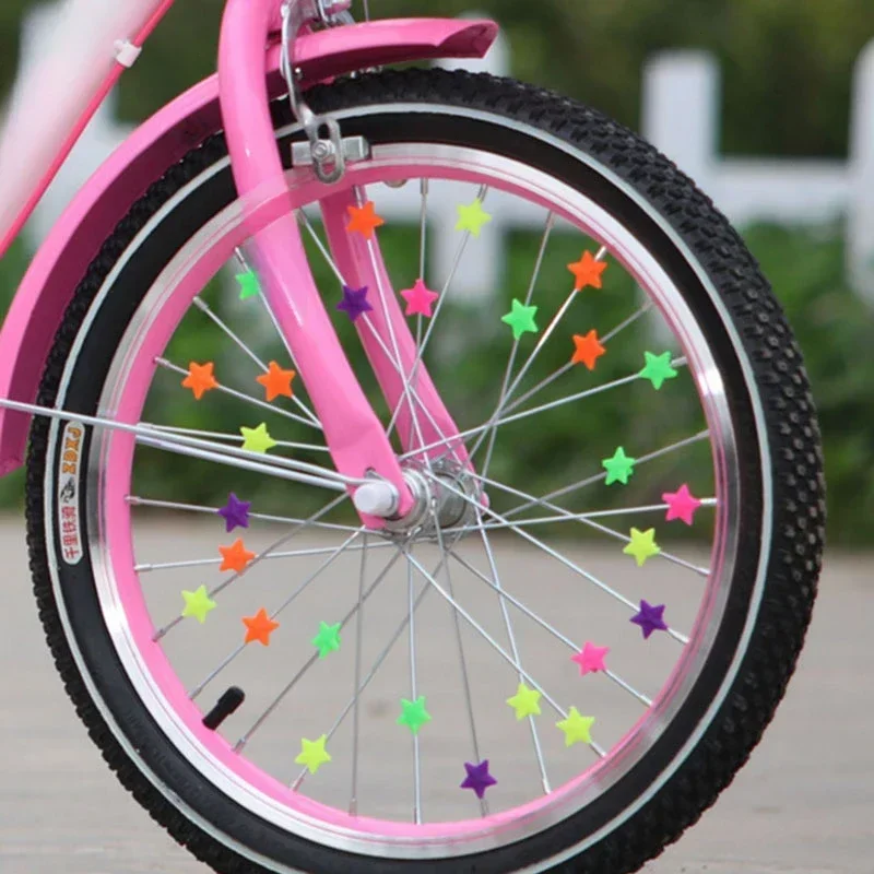 1 Pack (about 36PCS) Bicycle Color Beads Bicycle Wire Spokes Plastic Color Beads Rim Decorations Bike Spokes Decoration