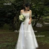 OLOEY 2025 New Ivory Wedding Dress Korea Photoshoot Off Shoulder Tulle Bridal Gown 3d Flowers Custom Made Plus Size Floor Length 1