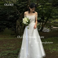 OLOEY 2025 New Ivory Wedding Dress Korea Photoshoot Off Shoulder Tulle Bridal Gown 3d Flowers Custom Made Plus Size Floor Length 1
