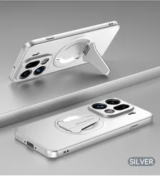 Skin - like Frosted Eco - friendly Magnetic Case with Holder and Anti - Drop Protection for OPPO Find X9 (Silver)