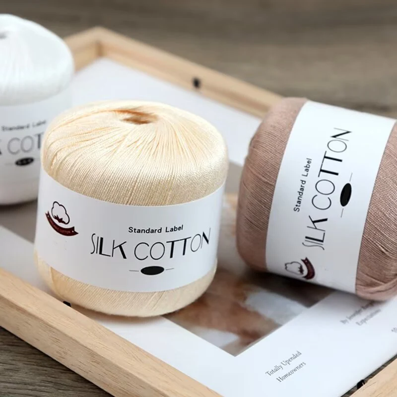 200g pure silk cotton bud silk thread, 100% pure cotton fine yarn used for hand weaving hollowed out shawl sweaters and hats 2