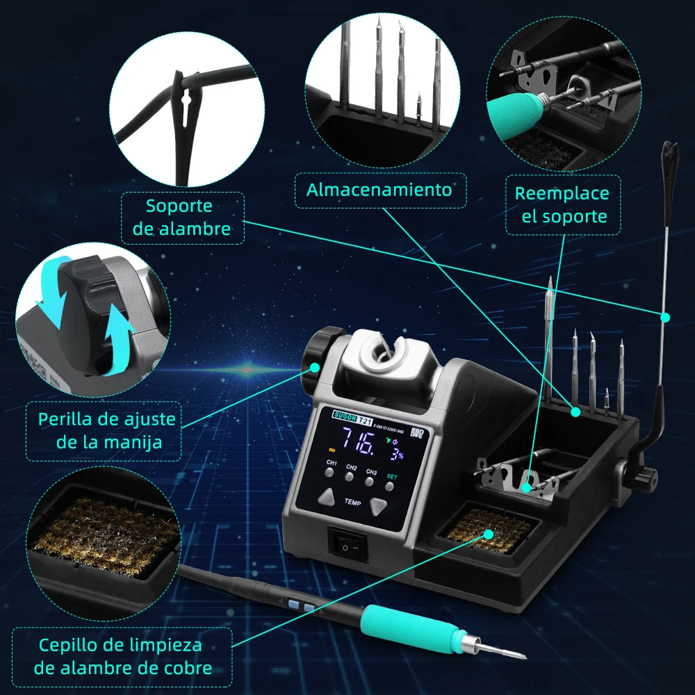 SUGON T21 Soldering Station Compatible Original Soldering Iron Tip 210/245/115 Handle Control Temperature Welding Rework Station