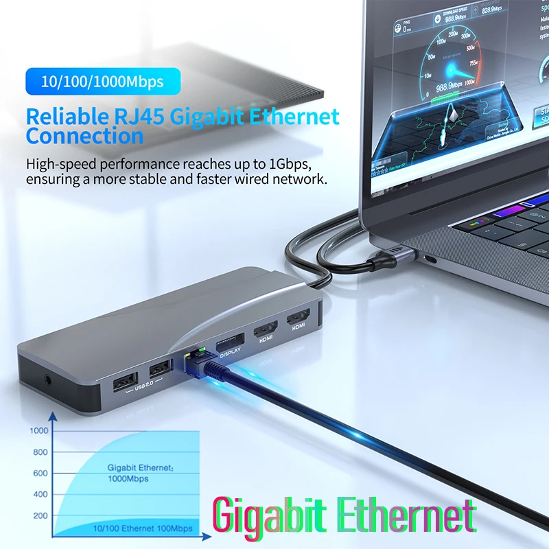 Suporta Modo Mst Dual hd dp 4k 60hz Thunderbolt Dock Hub Usb c Hdmi Docking Stations para Laptops Macbook Pro Air Mac Acessórios - Imagem 4