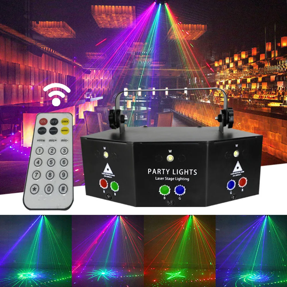 

DMX 9 hole stage light RGB effect disco light Festival wedding party remote control laser light bar KTV family strobe light