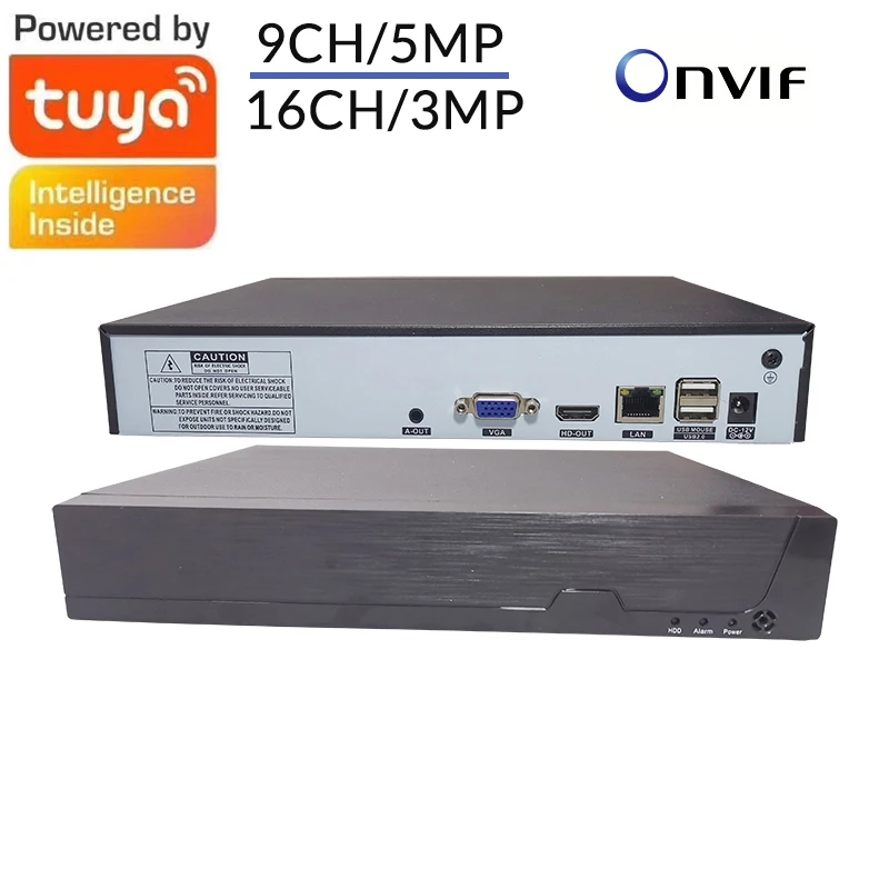 Tuya Smart Onvif 9CH/5MP 16CH/3MP H.265 Video Surveillance NVR Recorder Motion Detect Recorder for IP Camera Metal Case network video recorder