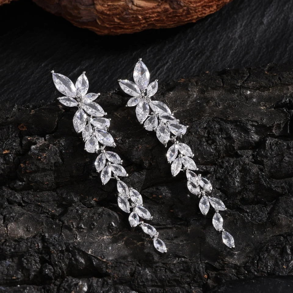 ZAKOL Wasser Tropfen Zirkon Blatt Form Braut Hochzeit Baumeln Ohrringe Für Frauen Temperament Elegante Party Geschenk Schmuck Zubehör – Detail 5