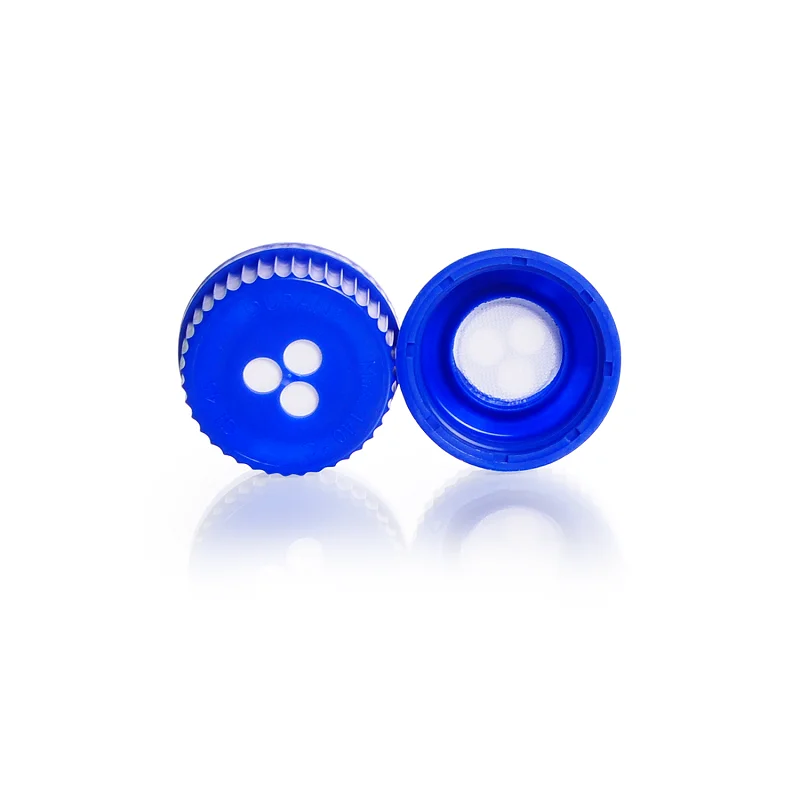 DURAN&reg; Membrane Venting Screw Cap, PP, blue, with welded-in expanded PTFE filter membrane, 29118