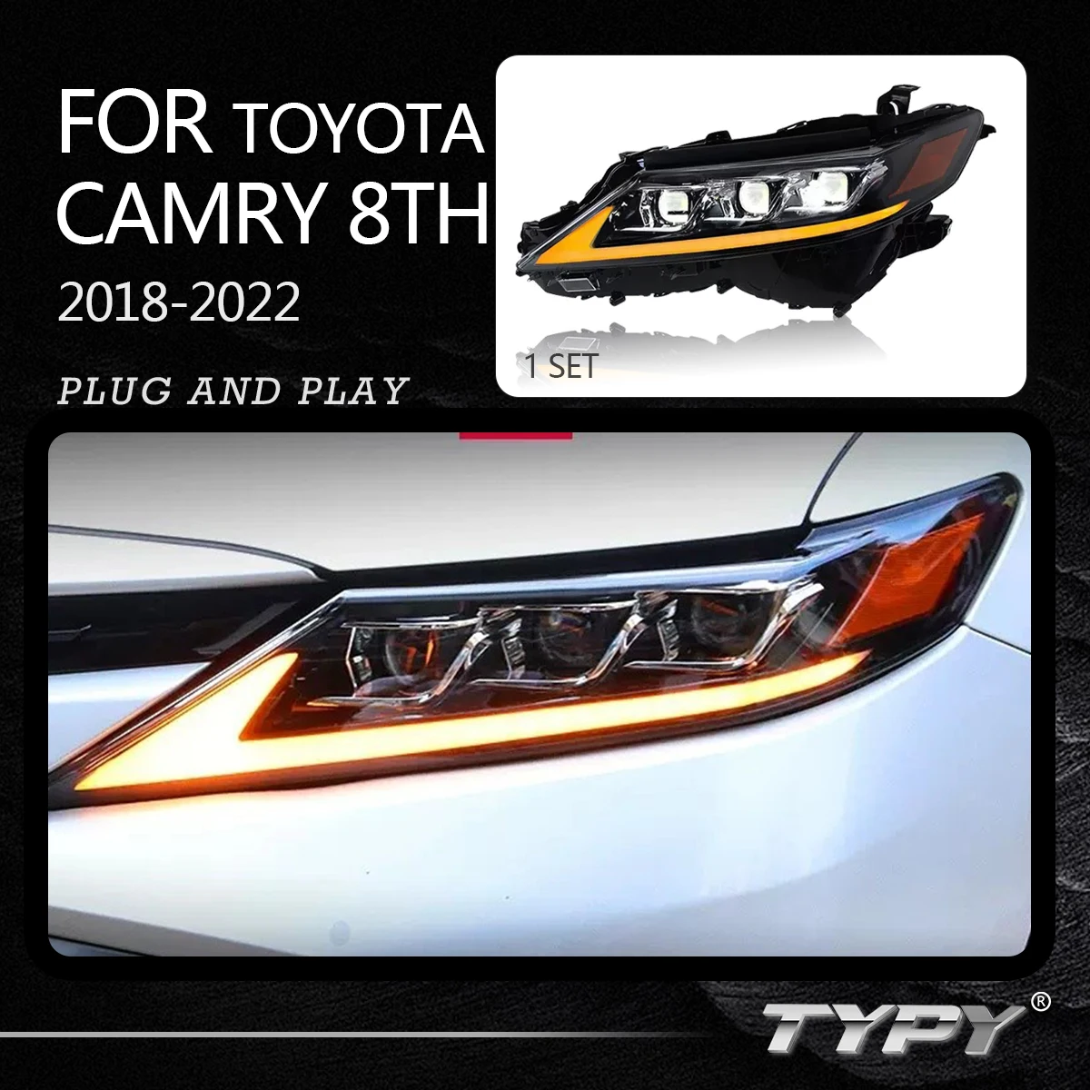 

Car Headlamp Headlights Modified Head Lamp Head light LED Daytime Running Lights For Toyota 8Th Camry 2018-2022