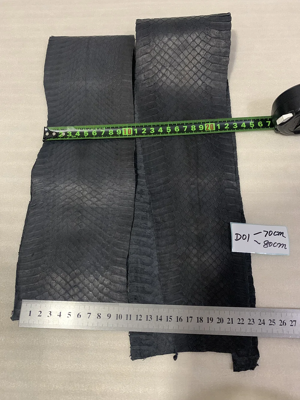 대형 블랙 가죽 뱀 피부, 무광택 표면, 인쇄, 전화 케이스, 벨트, DIY, 수제 시계 스트랩, 재료 만들기
