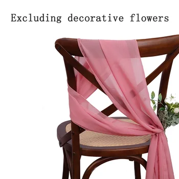 Ceinturage de Chaise en Mousseline de Soie Rose, Housses de Chaises de Mariage, Rubans pour ixd'Anniversaire, Cérémonie PréChristophe, Décor d'Allée, 17x275cm, 12 Pièces 1
