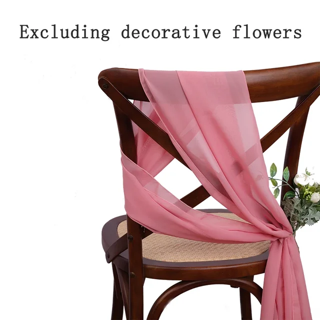 Ceinturage de Chaise en Mousseline de Soie Rose, Housses de Chaises de Mariage, Rubans pour ixd'Anniversaire, Cérémonie PréChristophe, Décor d'Allée, 17x275cm, 12 Pièces 1