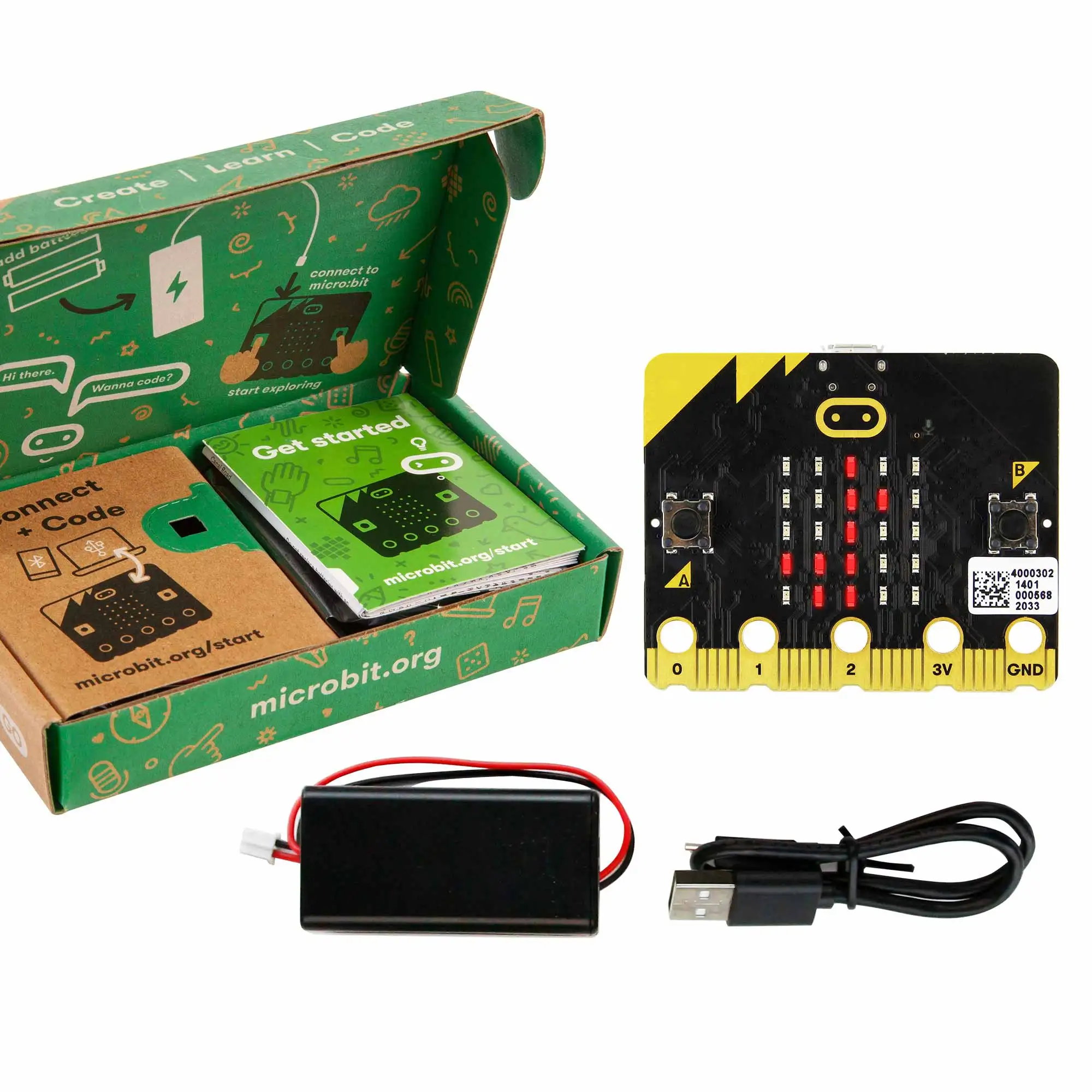 Placa de desenvolvimento bbc microbit v2, kit de aprendizagem programável para crianças, educação stme, projetos eletrônicos diy com caixa de bateria