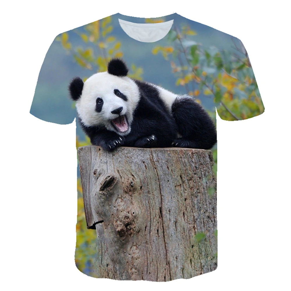 2024 Girl Summer Animal Tshirts Girls Clothes 2 to 8 Years Panda Print Casual Fashion O Neck Kids Clothes Kids Boy Tops Clothing
