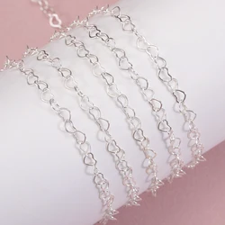 1 Meter Metal Love Heart Chain for DIY Jewelry Making and Craft Supplies (Silver Color)