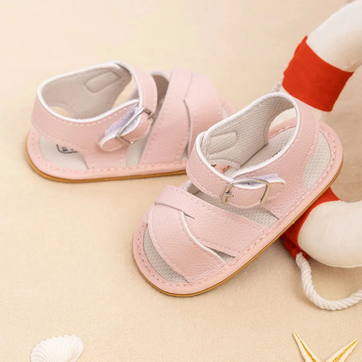 Meckior Newborn Baby Sandals Flats PU Leather Rubber Sole Anti-Slip First Walker Toddler Baby Girl Shoes Summer Infant Shoes kids shoes sandals baby sandals