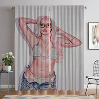 Karol G Halloween Decoration Window Curtain for Room 2 Panel Modern Living Room Curtains Tulle for Bedroom Partition Shades Home 1