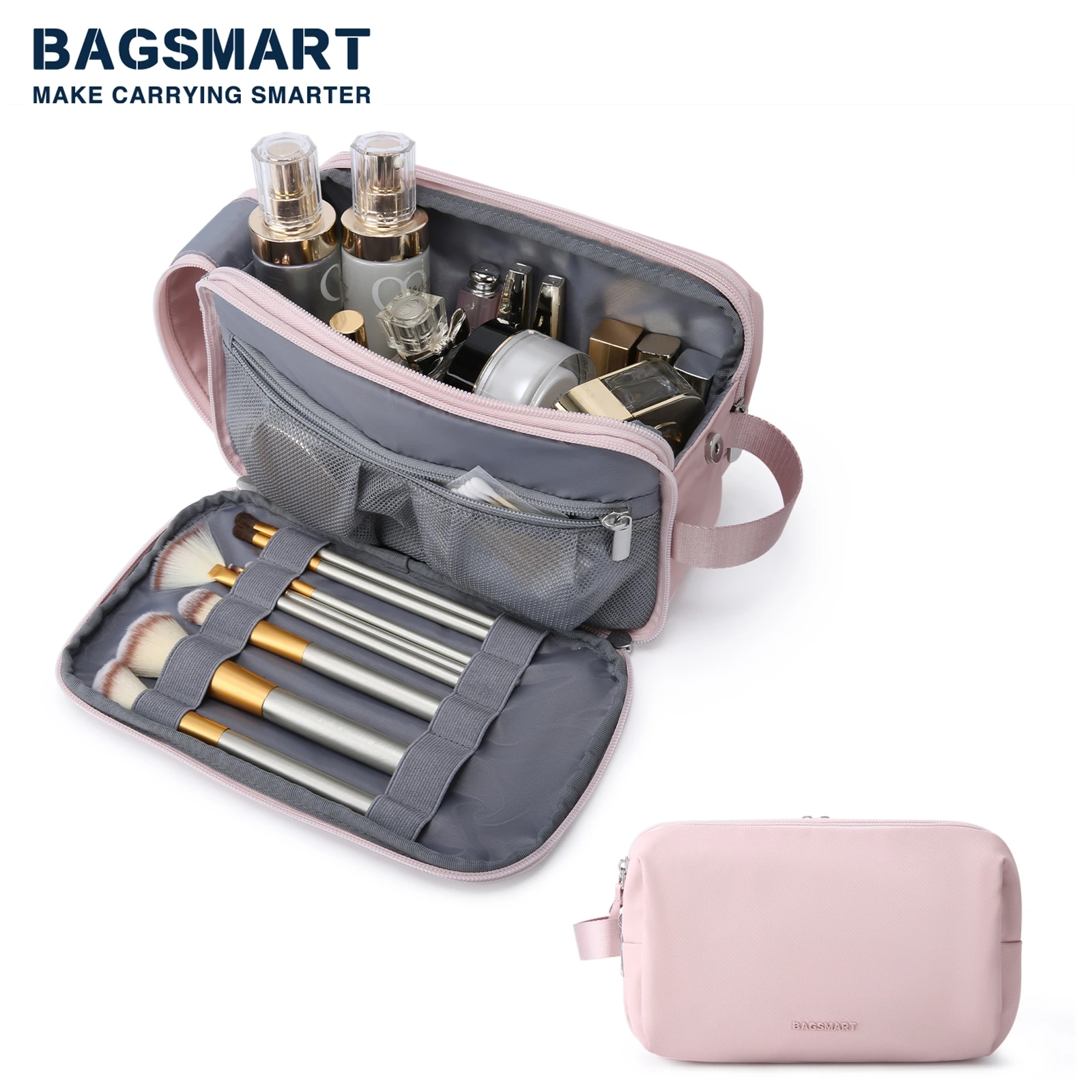 BAGSMART 남성용 세면 용품 가방, 야외 다기능 여행 화장품 가방, 여성 방수 보관 메이크업 정리 케이스