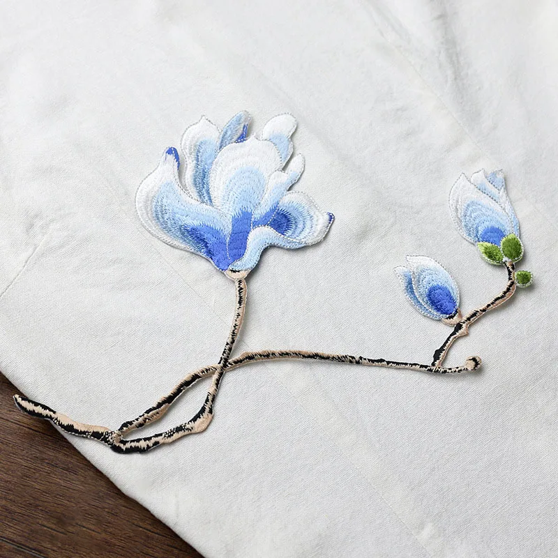 Magnolia Branch Stickerei Eisen auf Mode Patches, DIY Applique, Reparatur Loch Kleidung, Tasche Dekoration, kleiner Klebstoff, 1 Stück – Detail 9