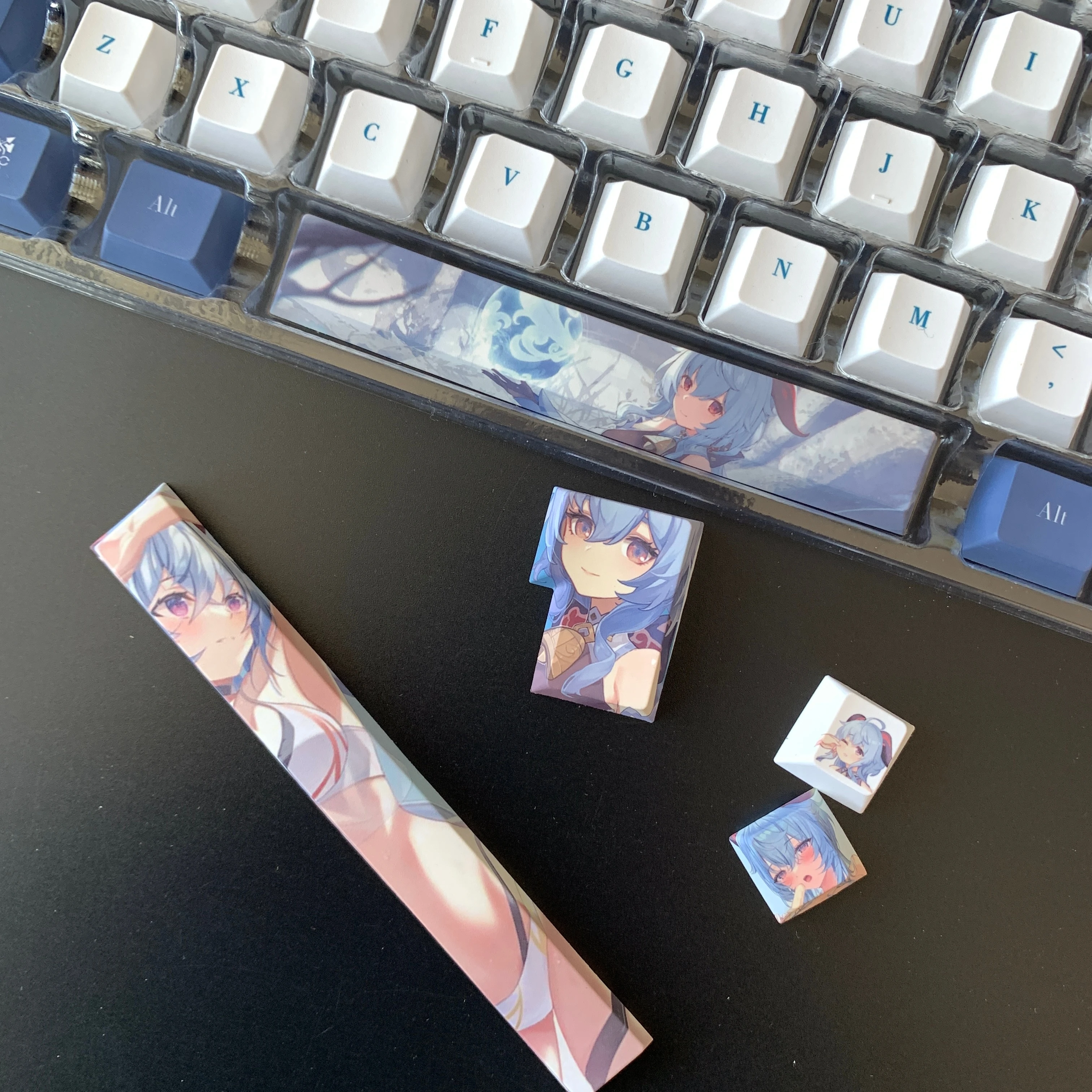 GANYU PBT, Branco Anime Keycap, 61, 87, 104, 108 Chaves Set