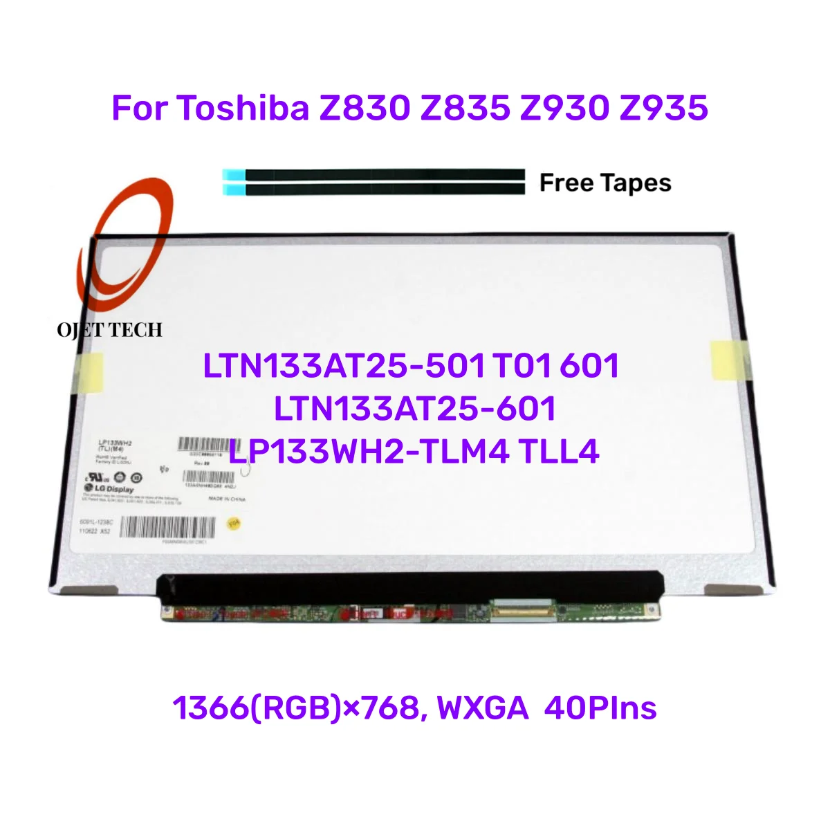 

Светодиодный ЖК-экран для Toshiba Z830, Z835, Z930, Z935, матрица LTN133AT25, 501 дюйма, T01, 601 детской, TLL4