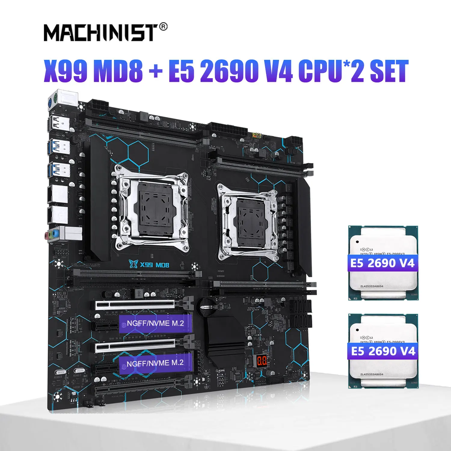 MACHINIST X99 MD8 motherboard kit LGA 2011-3 Xeon E5 2690 V4 CPU*2