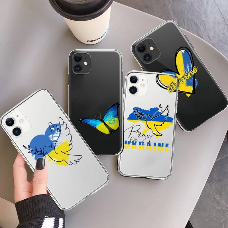 New Ukraine Flag pattern print Phone Case Transparent soft For iphone 12 11 13 7 8 6 s plus x xs xr pro max mini best cases for iphone 13 pro 