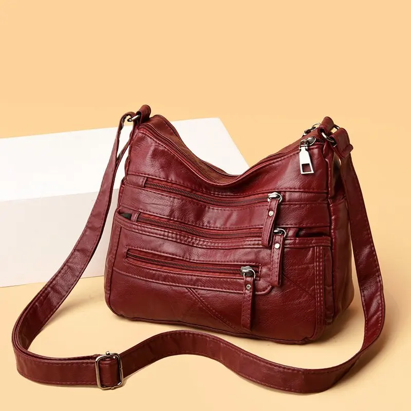 

Purple Female Fashion Bag Leather Luxury Blue Handbags Women's Red Bags Designer Shoulder Crossbody Bag